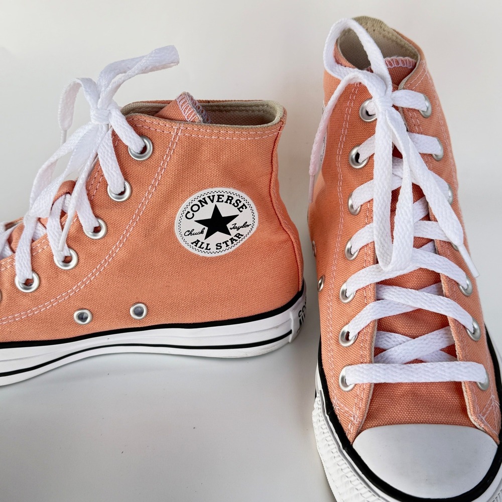 Converse Chuck Taylor All Star Hi Peach Orange Canvas Sneakers 169153F Womens 5